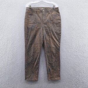 Chicos Coated Animal Print Jegging Jeans‎ Size 1 US8 Brown Black Stretch Womens